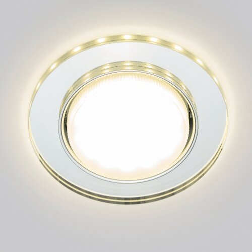DLS-L159 GX53 CHROME-GLASSY Светильник декоративный встраиваемый, серия Luciole, Без лампы, цоколь GX53, Доп, светодиодная подсветка 4Вт, Металл-стекло, Хром-зеркальный - фото 3