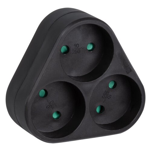 S-ES3-16F BLACK Разветвитель сетевой, б-з, 3 гнезда, 16А, 3500Вт, Черный - фото 2