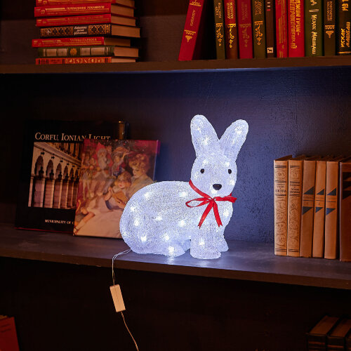 ULD-M2732-040-STA WHITE IP20 RABBIT-1 Фигура светодиодная Зайчик, 40 светодиодов, размер 27x15x32 см, цвет свечения-белый, IP20. - фото 5