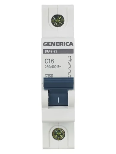 Выключатель автоматический модульный 1п C 16А 4.5кА ВА47-29 GENERICA MVA25-1-016-C - фото 2