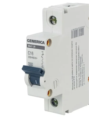 Выключатель автоматический модульный 1п C 16А 4.5кА ВА47-29 GENERICA MVA25-1-016-C - фото 8