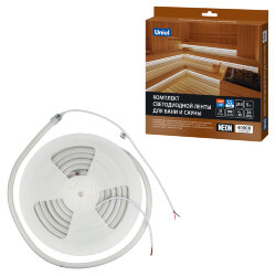 ULS-N40-2835-120LED-m-16mm-IP68-DC24V-10W-m-5M-4000K NEON SET01 Комплект светодиодной ленты для бань и саун, до +100С, катушка 5м, Белый свет 4000К, Крепление в-к, TM Uniel