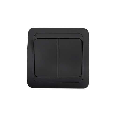 Выключатель двухклавишный CLASSICO черный 2023B IN HOME - Фото