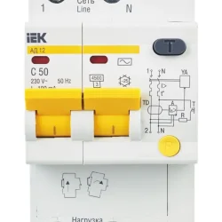 Выключатель автоматический дифференциального тока 2п C 50А 100мА тип AC 4.5кА АД-12 KARAT IEK MAD10-2-050-C-100