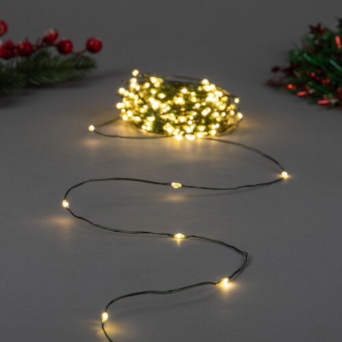 ULD-S2000-200-DGA WARM WHITE IP20 DEW Гирлянда светодиодная Роса, 20м, 200 светодиодов, Теплый белый свет, Провод зеленый - фото 8