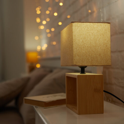 UML-B401 E27 LIGHT GREY-WOOD Светильник настольный декоративный под лампу Е27, 40W, Механический выключатель, Светло-серый - фото 11