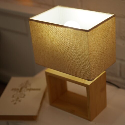 UML-B401 E27 LIGHT GREY-WOOD Светильник настольный декоративный под лампу Е27, 40W, Механический выключатель, Светло-серый - фото 12