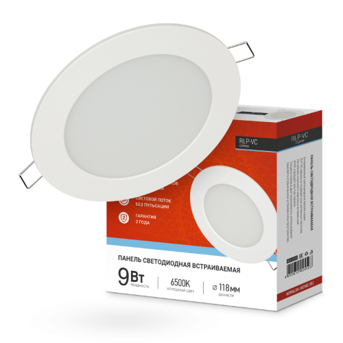 Панель светодиодная встраиваемая круглая RLP-VC 965WH 9Вт 230В 6500К 630Лм 118мм белая IP40 IN HOME - Фото 2