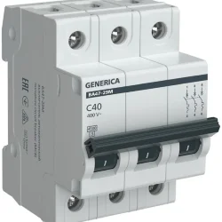 Выключатель автоматический модульный 3п C 40А 4.5кА ВА47-29М GENERICA MVA21-3-040-C-G