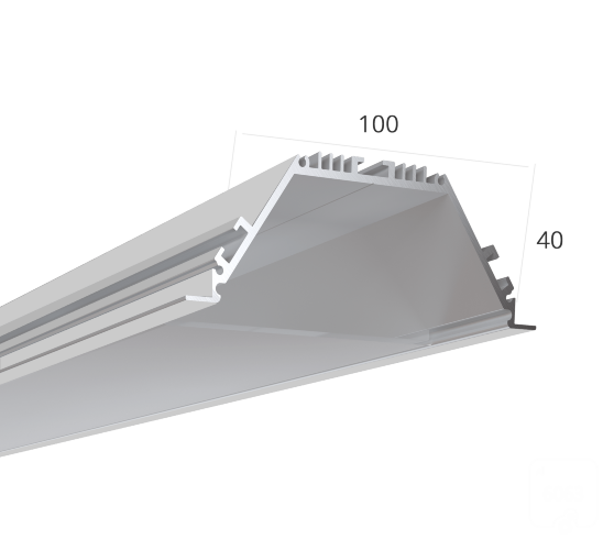 Алюминиевый LED профиль LINE 10040 IN ral9003 LT70 (с экраном) — 2000мм - фото 1
