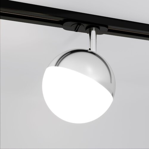 Трековый светодиодный светильник для однофазного шинопровода Glob GX53 Хром - фото 1