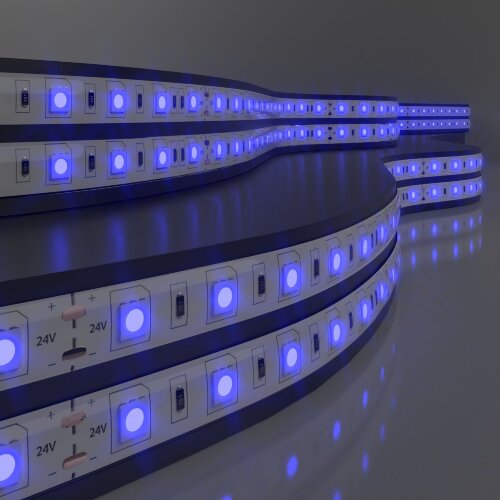 Светодиодная лента 24&nbsp;В 14,4&nbsp;Вт/м 60 Led/м 5050 IP20, синий, 5 м - Фото 3