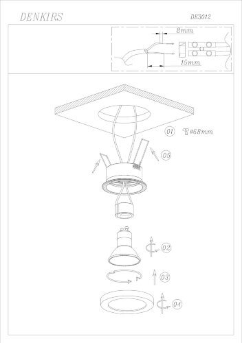 DK3012-WH Встраиваемый светильник влагозащ., IP 44, 50 Вт, GU10, белый, алюминий. Фото 7