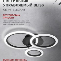 Светильник светодиодный ELEGANT BLISS-B 60Вт 230В 3000-6500K 4700Лм 508х390х120мм c пультом ДУ черный IN HOME