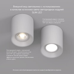 Светильник накладной IP 20, 10 Вт, GU5.3, LED, белый, пластик, Denkirs DK3040-WH