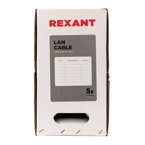 Кабель витая пара U/UTP кат.5E 4х2х24AWG solid CU PE Outdoor черн. (м) Rexant 01-0045 - фото 7