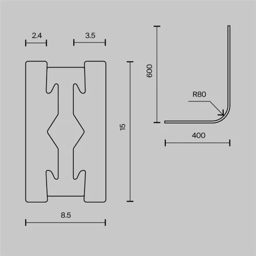 Радиусный коннектор для шинопровода Flarity платина (Платина) - фото 5