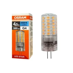 Лампа светодиодная 4.5W/6500K (=100W) G4 170-250V | 580Lm d18x50 | - OSRAM