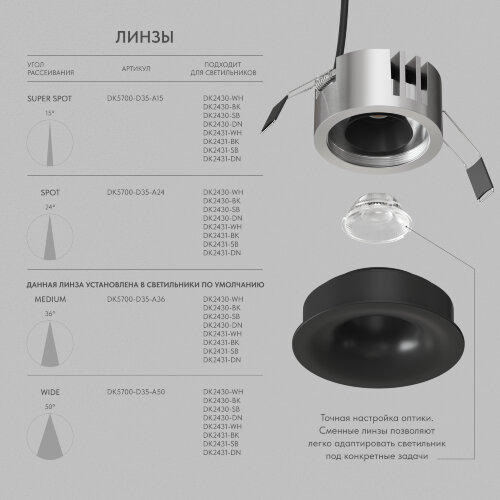 DK2430-BK Встраиваемый светильник SHINE GLOW 15Вт, 3000-4000К, IP20, черный матовый, алюминий. Фото 3