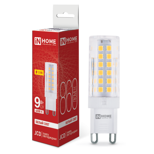 Лампа светодиодная LED-JCD 9Вт 230В G9 4000К 860Лм IN HOME - Фото