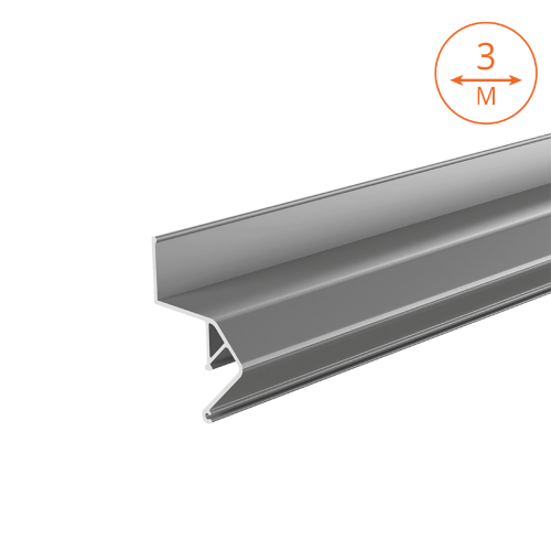 Профиль алюминиевый теневой WOLTA WAP-I-30/43/3000-A встраиваемый серый 30х43х3000мм для натяжных потолков (под гарпун) - фото 1.