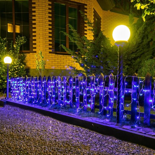 ULD-B6007-200-STK BLUE IP44 Бахрома светодиодная со статическим свечением, 6м, Соединяемая, 200 светодиодов, Синий свет, Провод прозрачный - фото 9