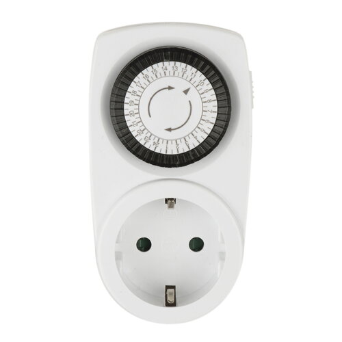 UST-M10 WHITE Таймер механический с розеткой, 220В, 12-24ч, 3500Вт - фото 1