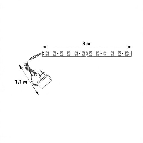 ULS-P71-2835-42LED-m-IP65-3M-SPLE RRP24C00 Комплект светодиодной ленты 3м, Спектр для фотосинтеза, Адаптер 24Вт, Блистер, TM Uniel - фото 7