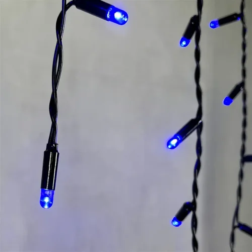 Гирлянда Бахрома с Колпачком 3,1 x 0,5 м Синяя 220В, 120 LED, Провод Черный ПВХ, IP65. Фото 3.