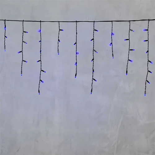 Гирлянда Бахрома с Колпачком 3,1 x 0,5 м Синяя 220В, 120 LED, Провод Черный ПВХ, IP65. Фото 6.