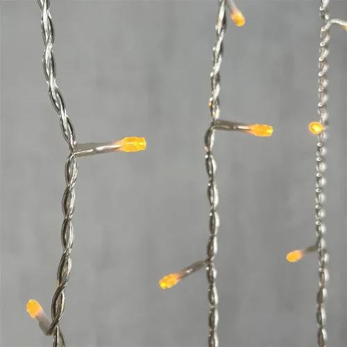 Гирлянда Бахрома 5 x 0,9 м Желтая 220В, 348 LED, Провод Прозрачный Силикон, IP65. Фото 3.