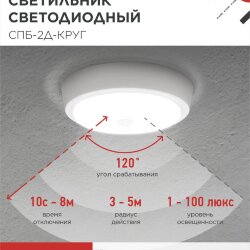 Светильник светодиодный СПБ-2Д-КРУГ 24Вт 230В 4000К 1700Лм 310мм с настраиваемым датчиком белый IN HOME