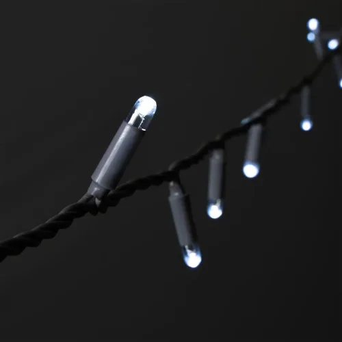 Гирлянда Нить 10м Белая 24В, 100 LED, Провод Серый Каучук 2,3мм, IP65. Фото 5.