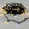 Гирлянда Нить 10м Тепло-Белая с Мерцанием Белого Диода 24В, 100 LED, Провод Черный ПВХ, IP54. Фото 6.