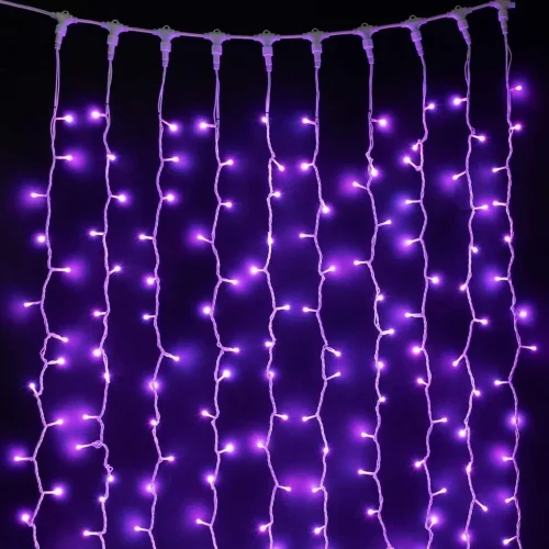 Гирлянда Занавес 3 x 1 м Разноцветный 24В, 350 LED, Провод Белый Каучук, IP65. Фото 1.