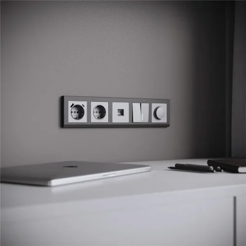 Выключатель двухклавишный с подсветкой (серебряный матовый) W1120165 - фото 5