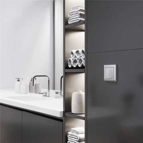 Выключатель двухклавишный с подсветкой (серебряный матовый) W1120165 - фото 7