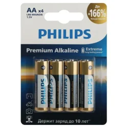 Элемент питания алкалиновый AA/LR6 1.5В Premium (блист. 4шт) Philips Б0062753