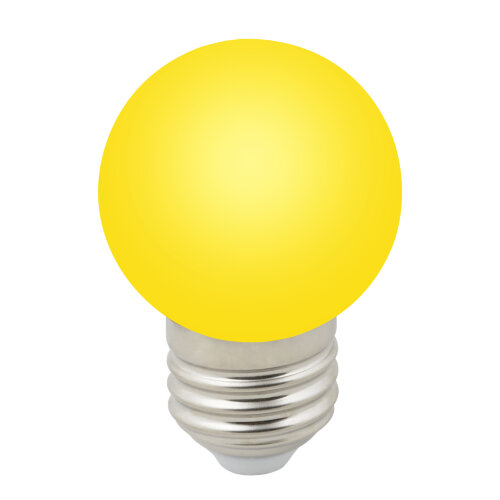 LED-G45-1W-YELLOW-E27-FR-С Лампа декоративная светодиодная, Форма шар, матовая, Цвет желтый, Картон. - фото 1