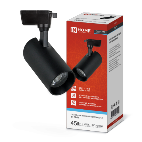 Светильник трековый светодиодный TR-08-TL 45Вт 6000К 4500Лм IP40 36 градусов черный серии TOP-LINE IN HOME - Фото