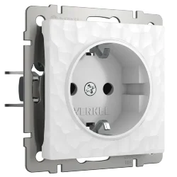 Розетка с заземлением (Hammer белый) W1271001