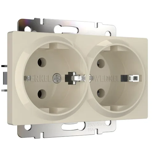 Розетка двойная с заземлением (слоновая кость) W1172003 - фото