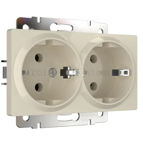 Розетка двойная с заземлением (слоновая кость) W1172003 - фото