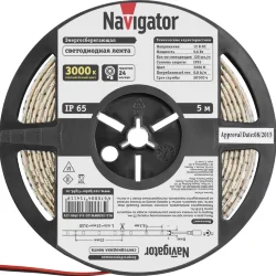 Лента светодиодная 71 411 NLS-3528WW120-9.6 IP65 12B R5 9.6Вт/м (уп.5м) Navigator 71411