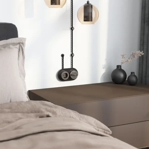 Втулка для вывода кабеля из стены 2 шт. коричневая ретро W6421114 - фото 2