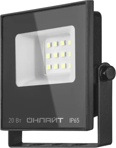 Прожектор светодиодный 90 844 OFL-03-20-6.5K-BL-IP65-LED 20Вт IP65 6500К 1600лм черн. ОНЛАЙТ 90844 - фото