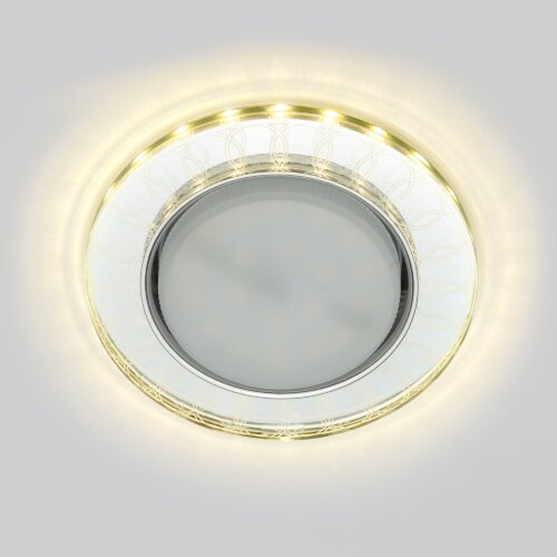 DLS-L157 GX53 GLASSY-CLEAR 3D Светильник декоративный встраиваемый, серия Luciole, Без лампы, цоколь GX53, Доп, светодиодная подсветка 4Вт, Металл-стекло, Зеркальный-Прозрачный, эффект 3D - фото 2