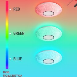 Светильник светодиодный COMFORT CRYSTAL-RGB 125Вт 230В 3000-6500K 10000Лм 500x115мм с пультом ДУ IN HOME