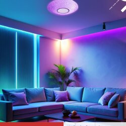 Светильник светодиодный COMFORT CRYSTAL-RGB 125Вт 230В 3000-6500K 10000Лм 500x115мм с пультом ДУ IN HOME