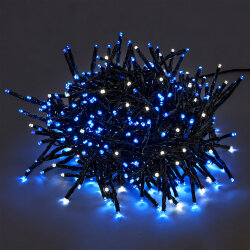 ULD-S0740-370-DGA-RC BL-WH IP44 FIREWORK Гирлянда светодиодная Фейерверк, 7.4м, 370 светодиодов, Синий и белый свет, Пульт ДУ в-к, Провод зеленый